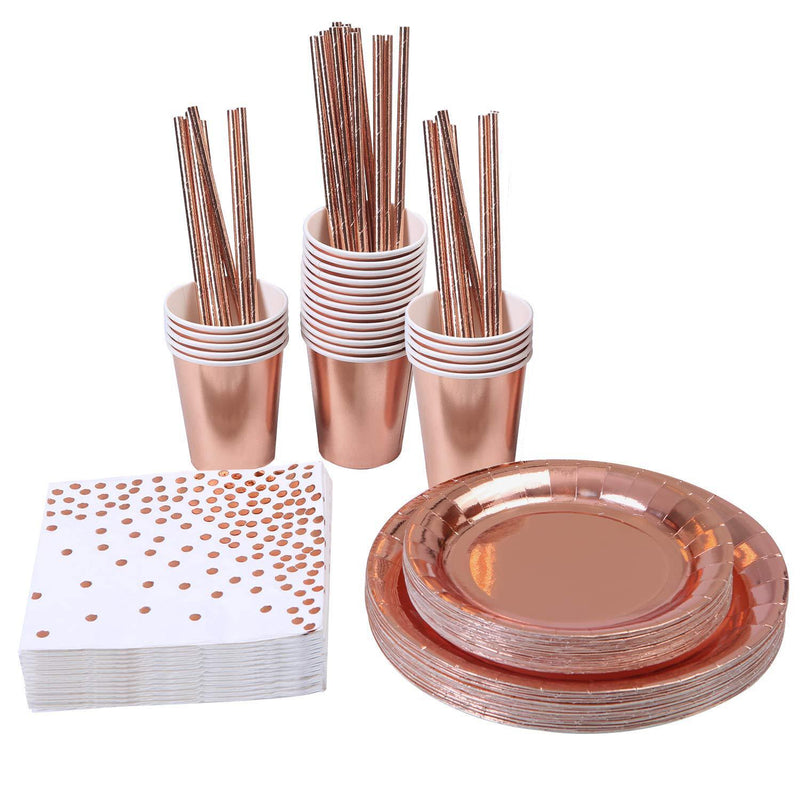 rose gold disposable tableware set - MRSLM