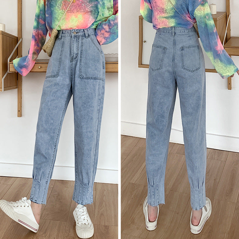 Kleine, weite, hochtaillierte Radish Daddy Pants mit neun Punkten