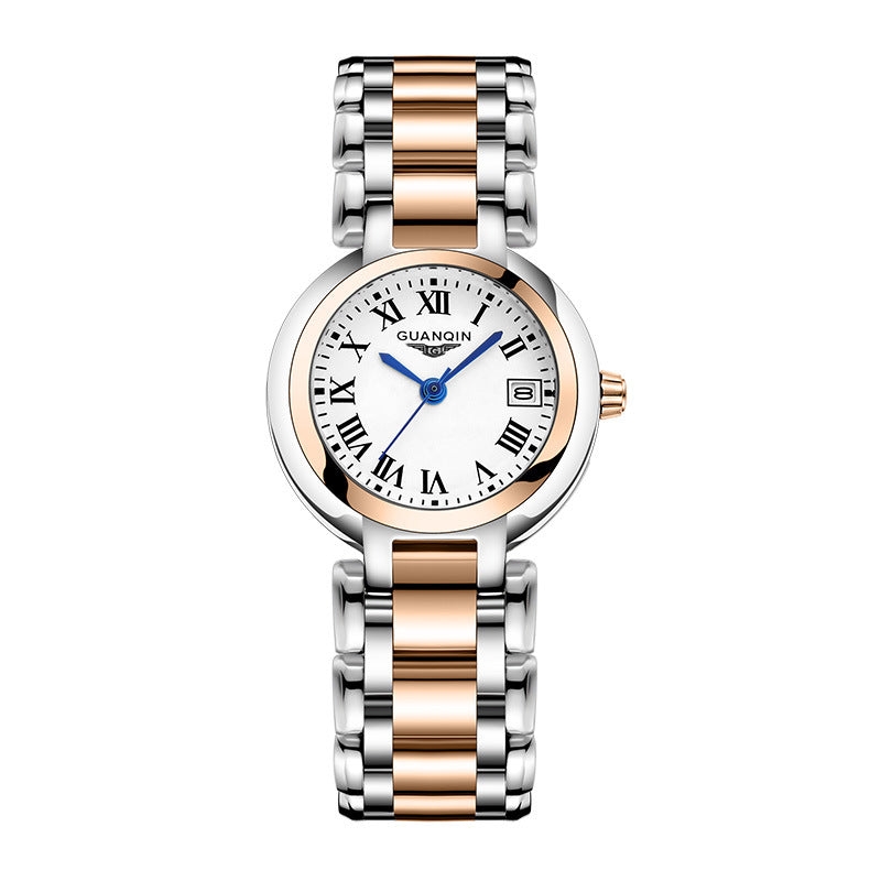 High-end ladies compact steel band watch