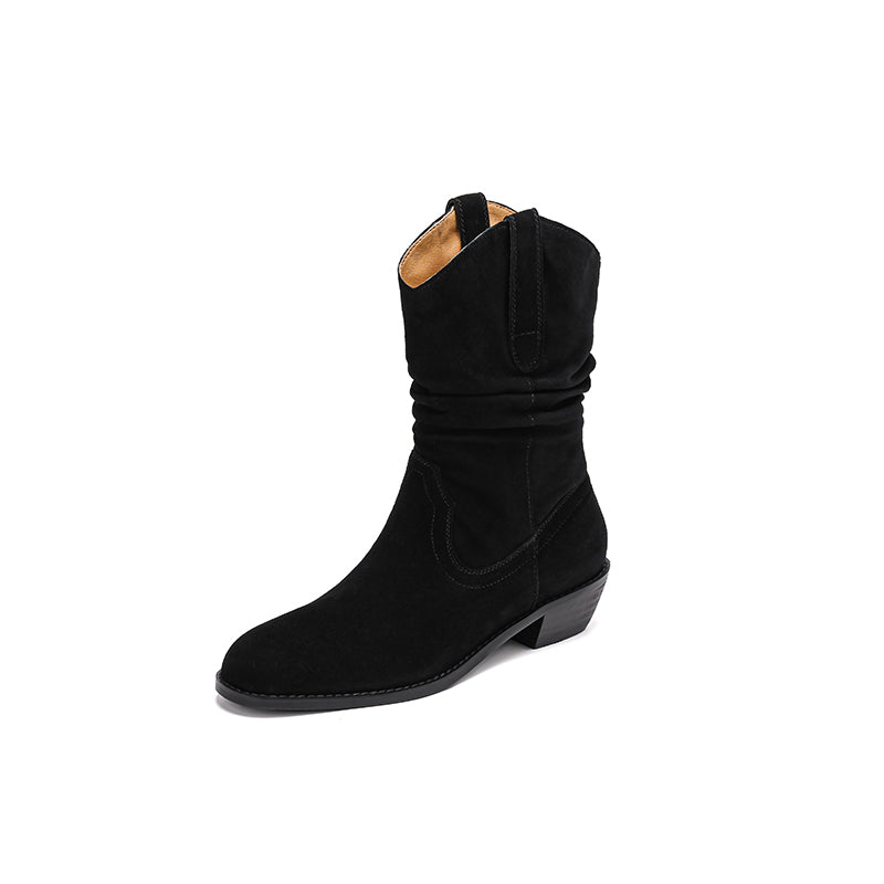 women's suede pointy toe ankle boots, view 3 - MRSLM