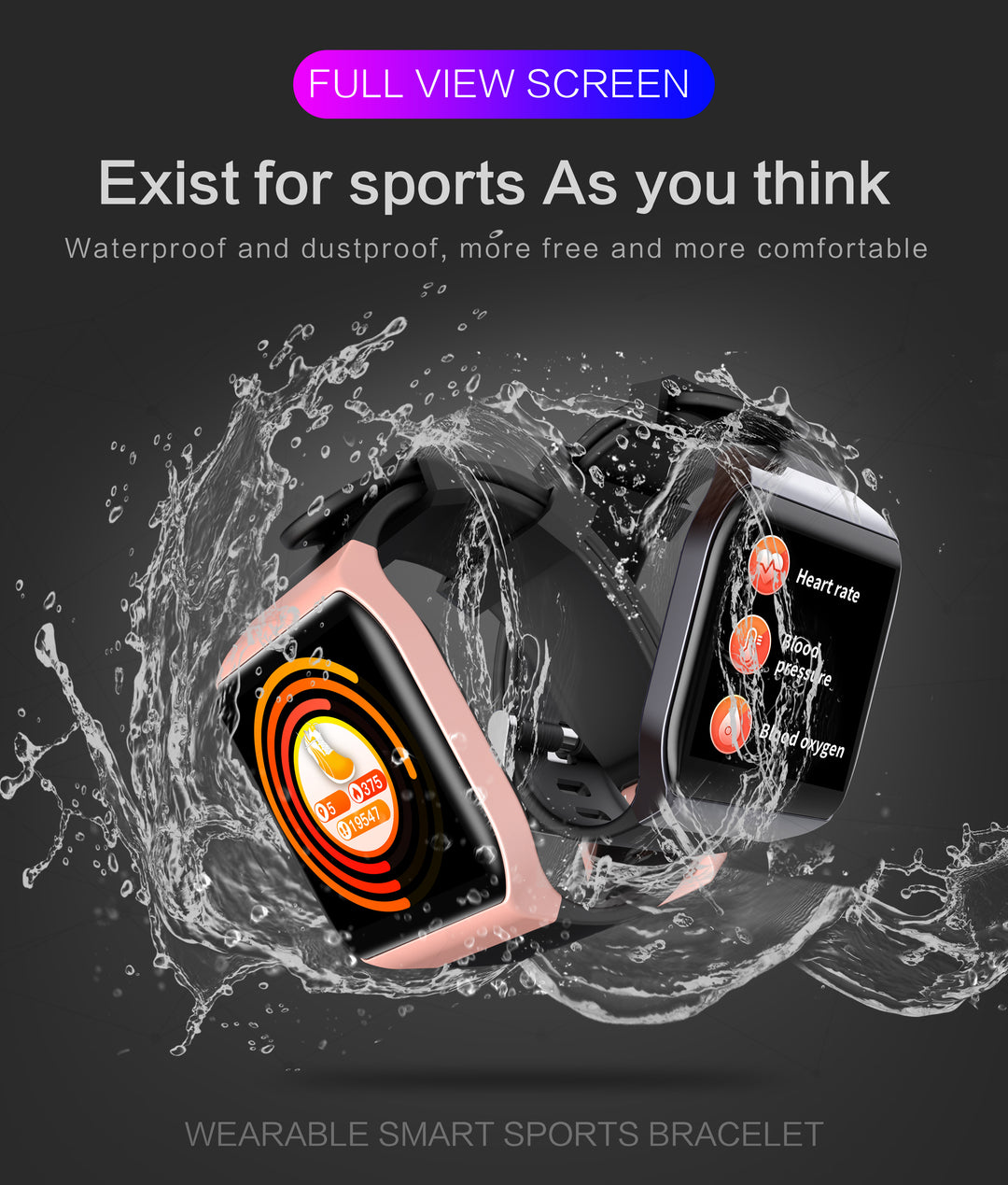 Intelligente Armbanduhr mit Farbdisplay, Bluetooth, Sportfunktion für Damen und Herren, Schrittzähler, Informationsanzeige, IP68 wasserdicht