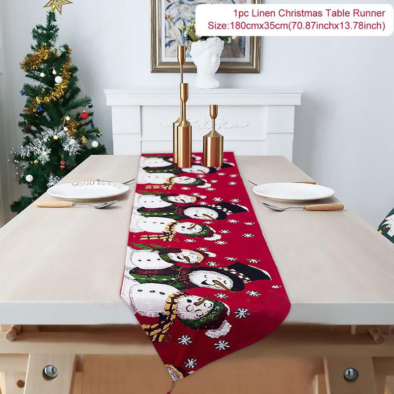 Embroidered Christmas table runner, view 8 - MRSLM