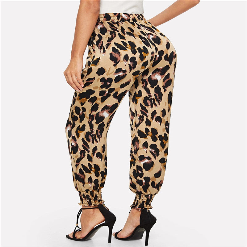 Women's High Waist Casual Elastic Long Pants