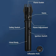 Windproof torch lighter with rotating head, view 10 - MRSLM
