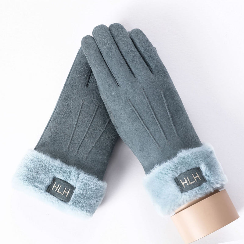 Women's plush-lined suede touchscreen gloves, view 7 - MRSLM