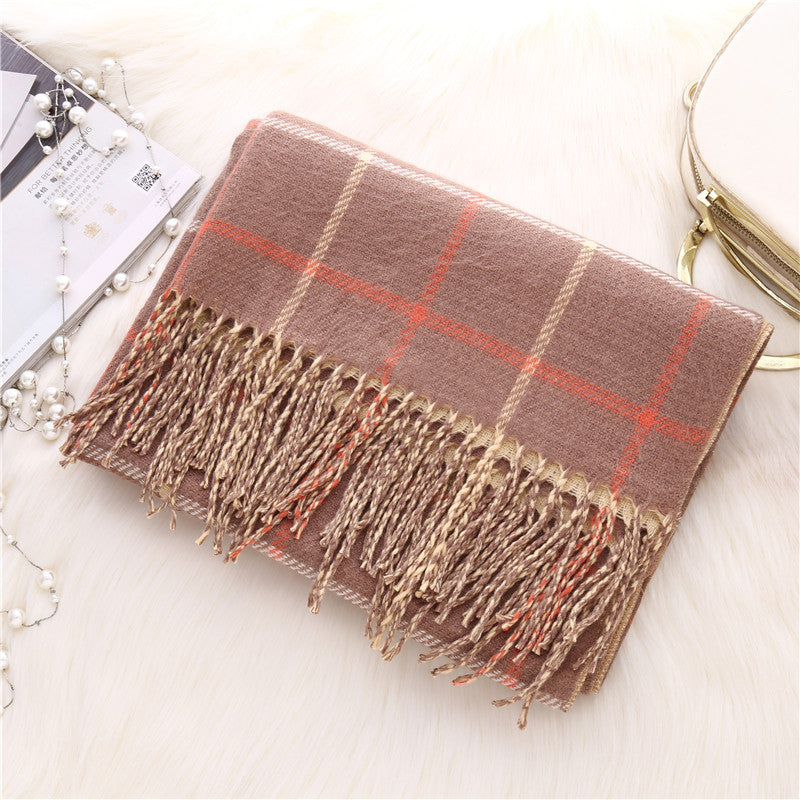 Double-sided plaid scarf, view 7 - MRSLM