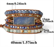 leather wrap blue aventurine bracelet, view 5 - MRSLM