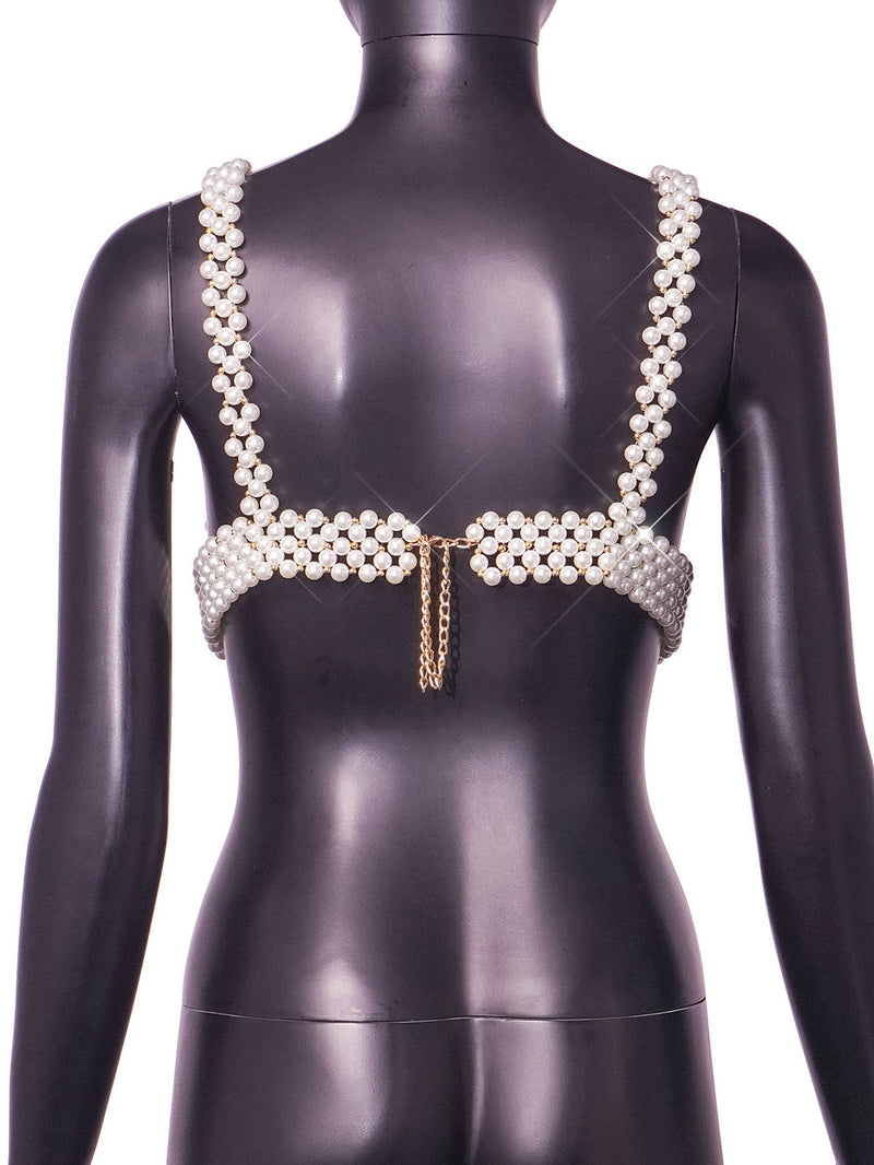 white pearl bandeau sling vest, view 5 - MRSLM
