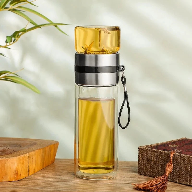 400 ml doppelwandige Glas-Tee-Ei-Flasche