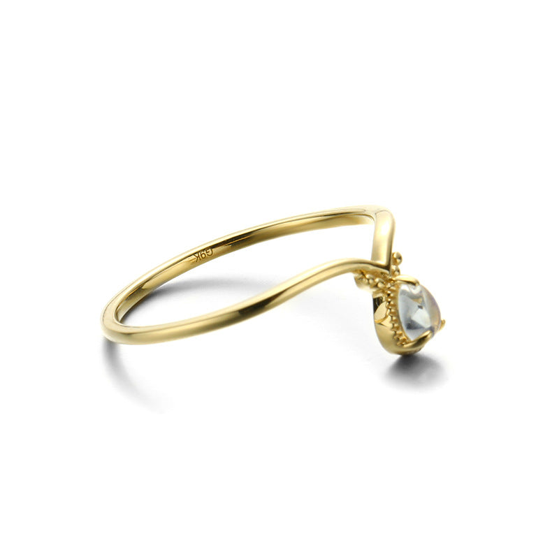 925 silver blue moonstone v-shaped ring, view 3 - MRSLM