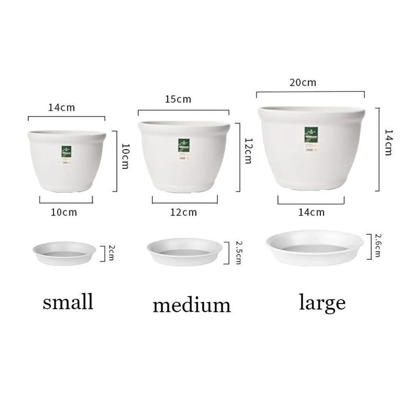 Round indoor plant pot with tray, view 12 - MRSLM