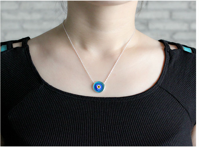 Women's 925 Sterling Silver Blue Eye Necklace