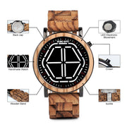 luminous wooden LED watch, view 2 - MRSLM