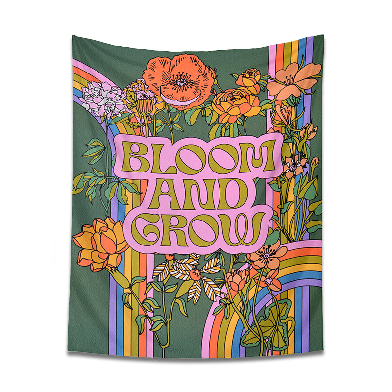 70s retro rainbow flower tapestry, view 2 - MRSLM