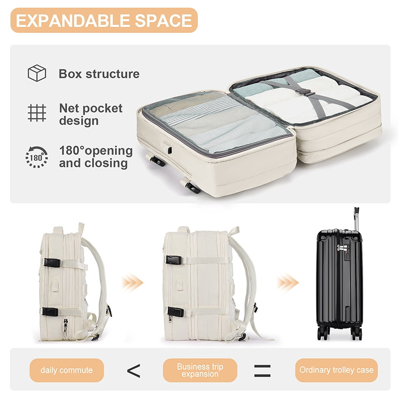 expandable travel laptop backpack, view 9 - MRSLM