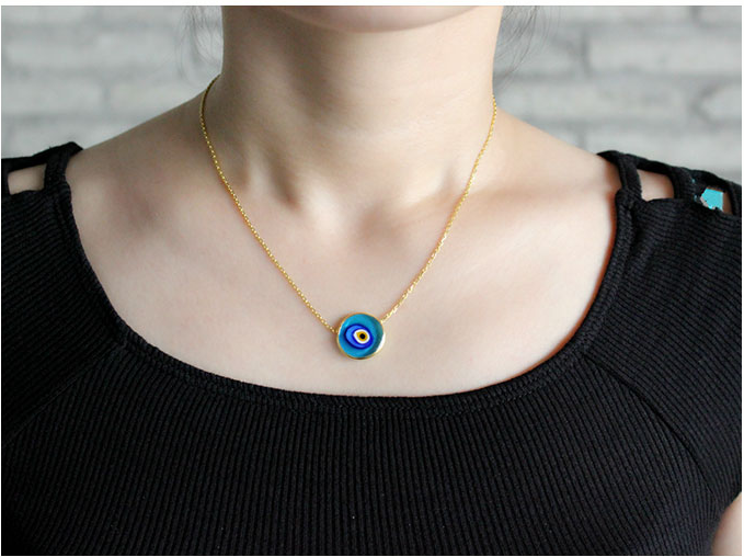 Damen-Halskette aus 925er Sterlingsilber mit blauem Auge