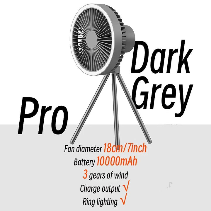 Rechargeable 10,000mAh Camping Fan with LED Lighting and Power Bank