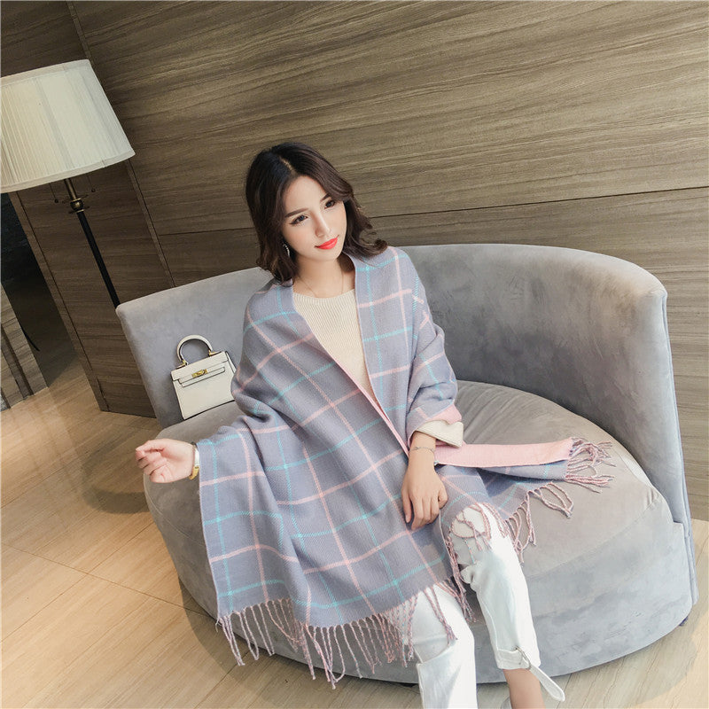 Double-sided plaid scarf, view 2 - MRSLM