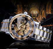 Men's hollow rhinestone mechanical watch, view 4 - MRSLM