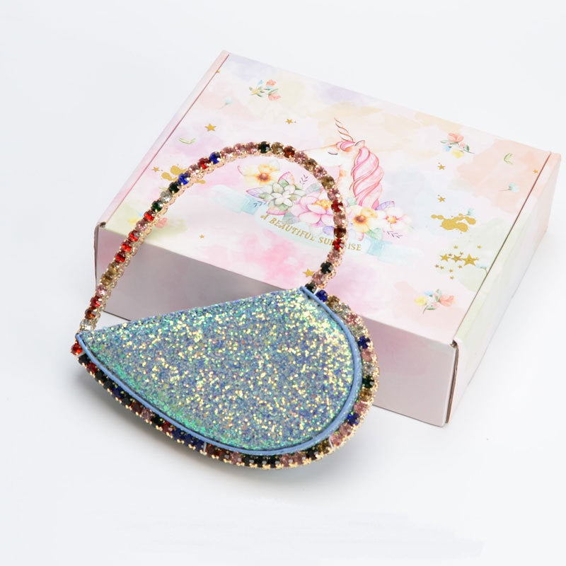 rhinestone heart clutch bag, view 4 - MRSLM