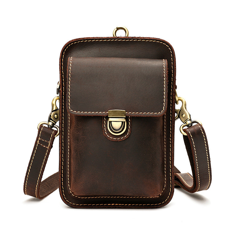 hand-rubbed leather messenger bag, view 3 - MRSLM