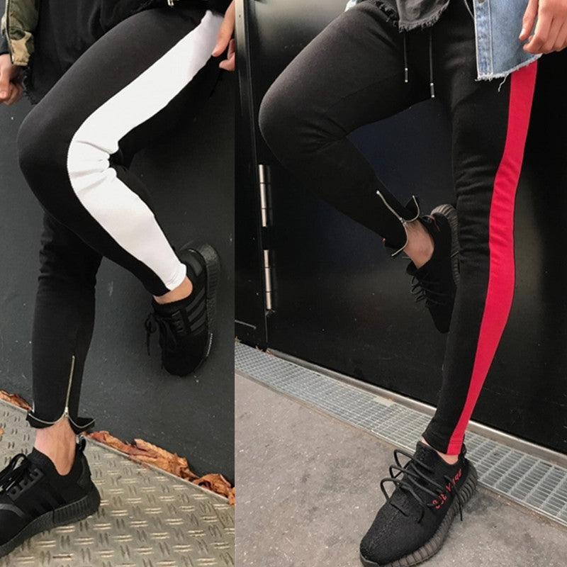 Freizeit-Sporthose mit Patchwork-Farben und Reißverschluss