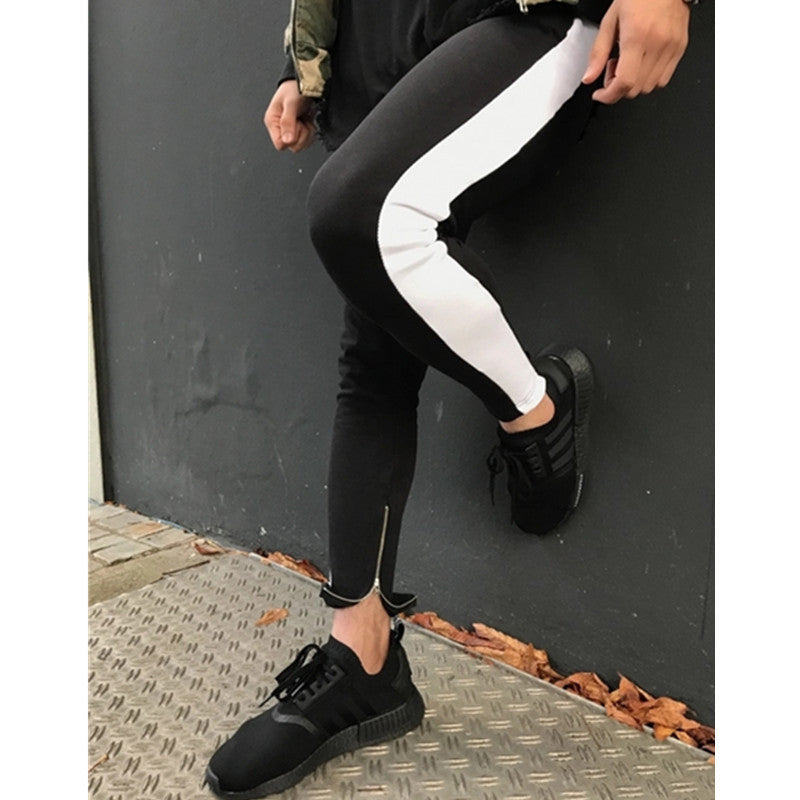 Freizeit-Sporthose mit Patchwork-Farben und Reißverschluss