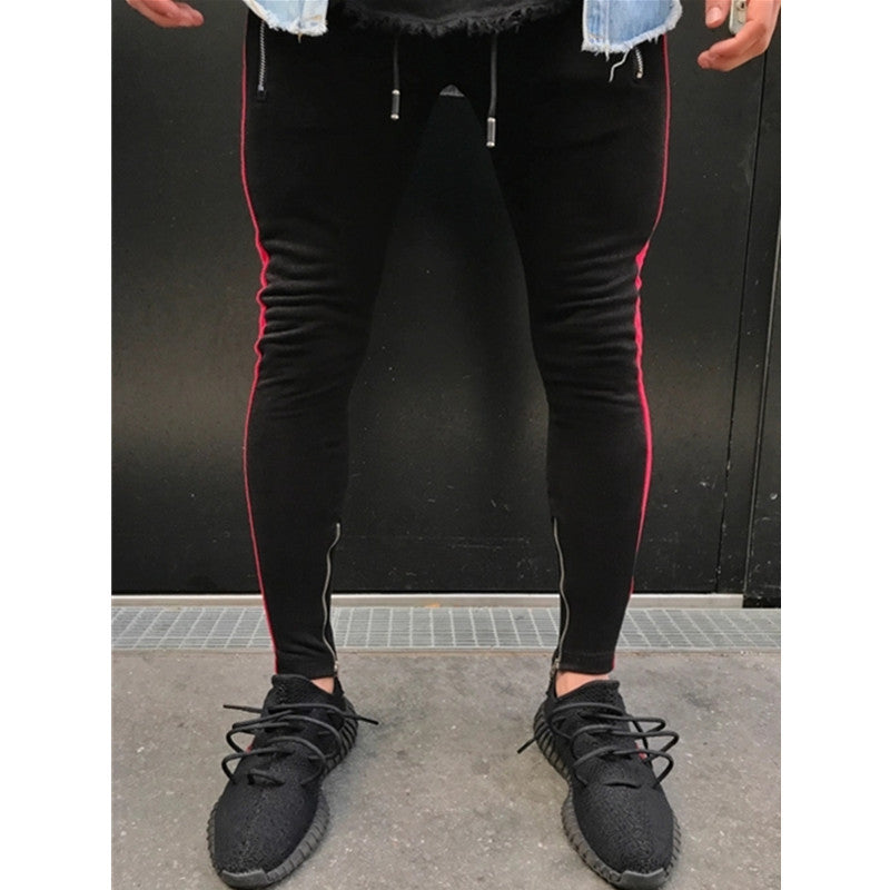Freizeit-Sporthose mit Patchwork-Farben und Reißverschluss
