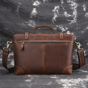 men's retro leather briefcase bag, view 5 - MRSLM