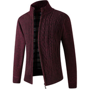 Men's fleece-lined stand-collar knit cardigan - MRSLM