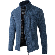 Men's fleece-lined stand-collar knit cardigan, view 4 - MRSLM