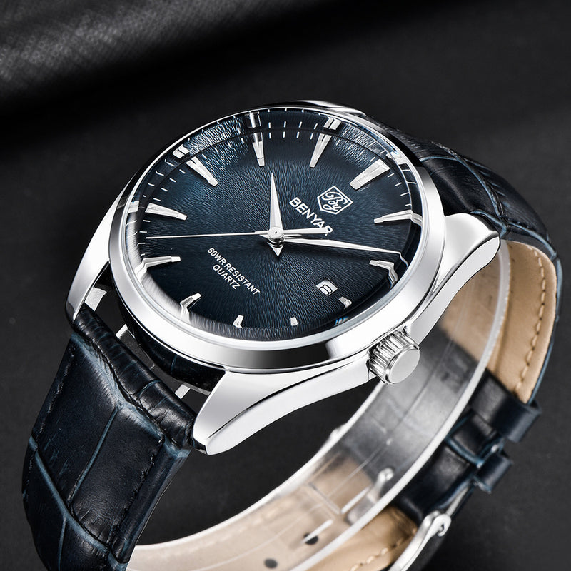 simple quartz leather watch, view 4 - MRSLM