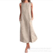 casual striped sleeveless maxi dress, view 2 - MRSLM