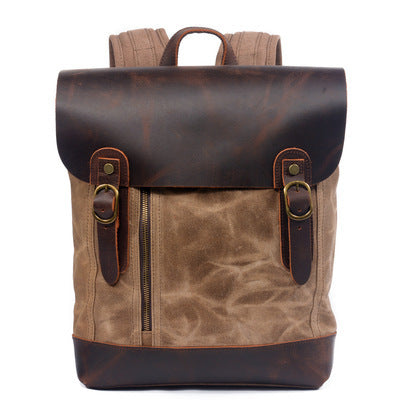 retro oil wax canvas backpack - MRSLM