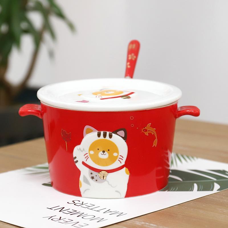 3d relief cartoon ceramic instant noodle bowl, view 3 - MRSLM