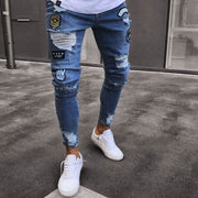 men's ripped knee ankle jeans, view 4 - MRSLM