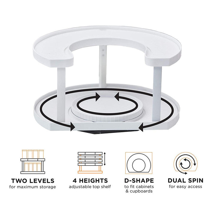 Kitchen Rotating Adjustable Double-layer Condiment Bottle Storage Rack Shelf
