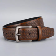 men's vintage braided embossed PU belt, view 6 - MRSLM