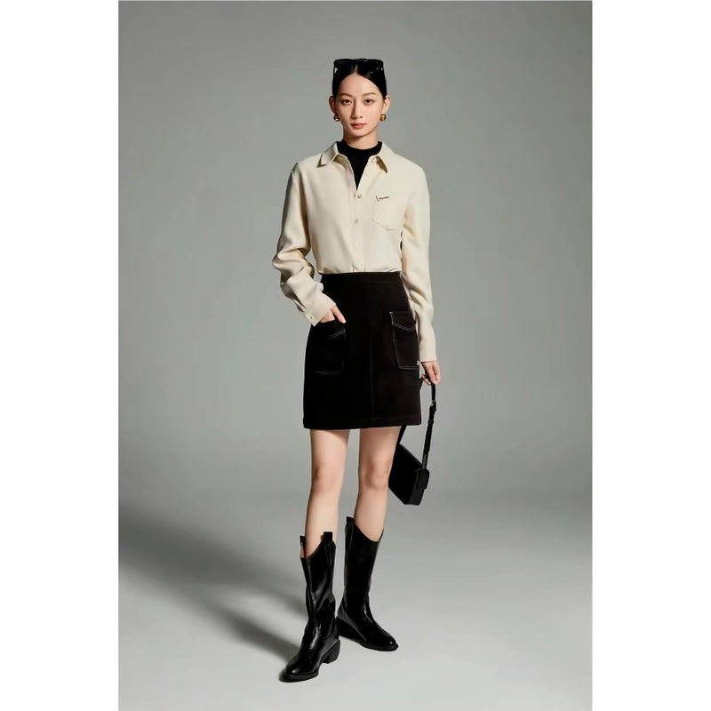 long sleeve polo neck blouse, view 6 - MRSLM