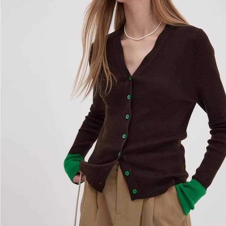Damen-Cardigan aus Wollmischung mit V-Ausschnitt