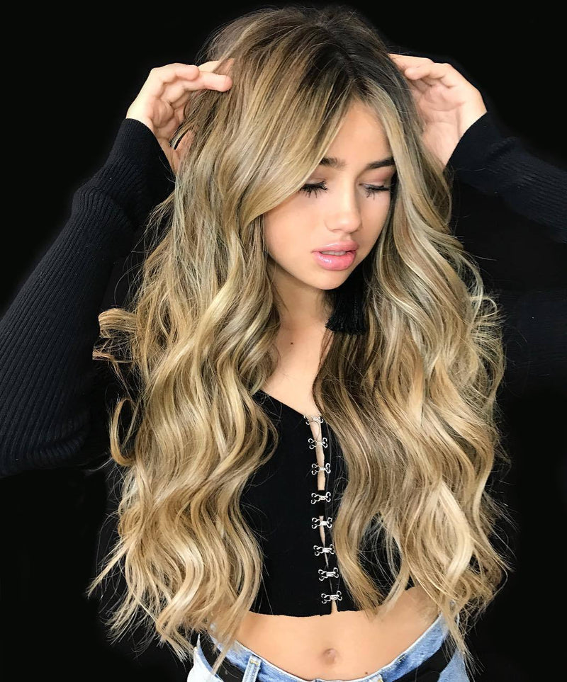 mixed color mid-length wig, view 7 - MRSLM
