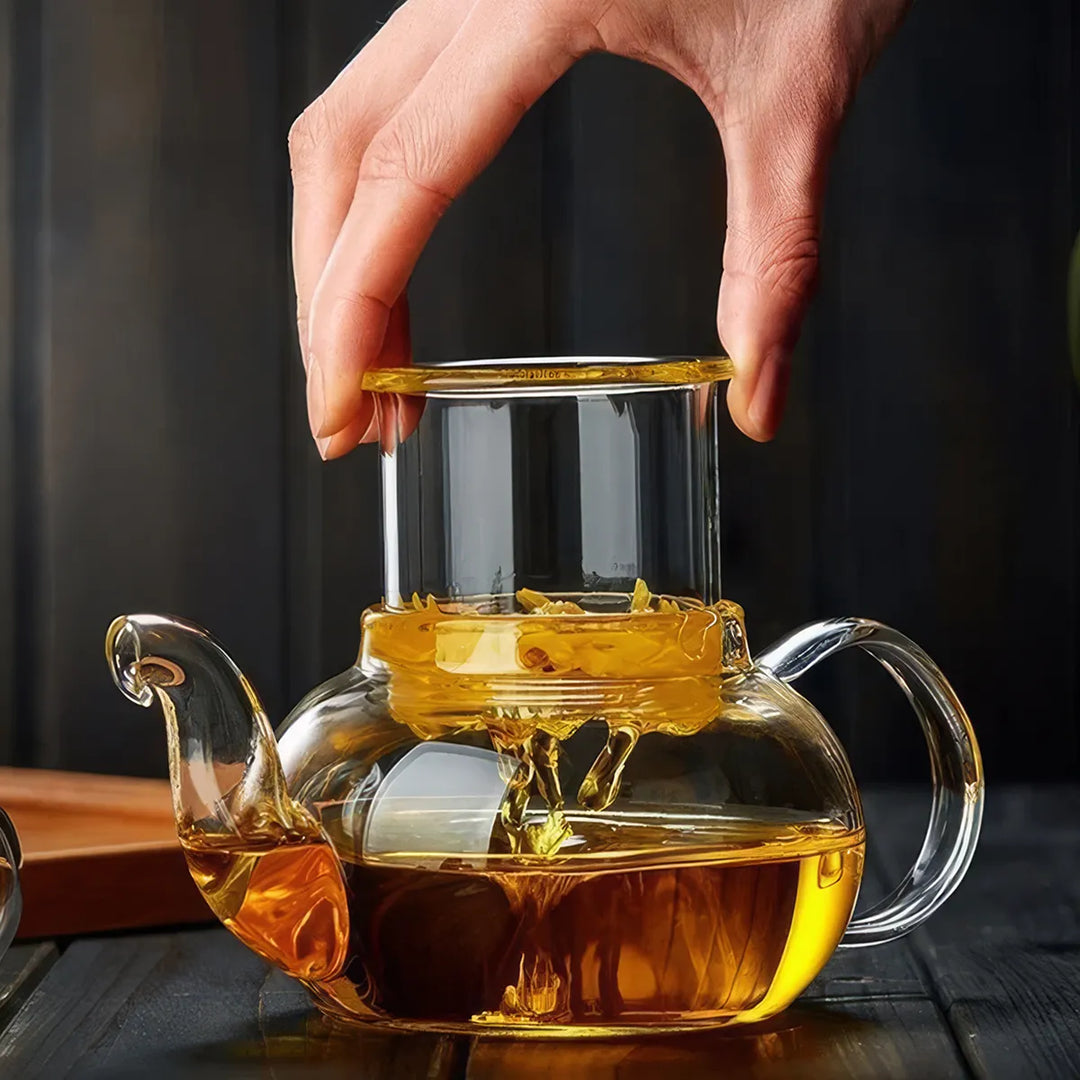 Filterable Heat-resistant Glass Flower Tea Pot