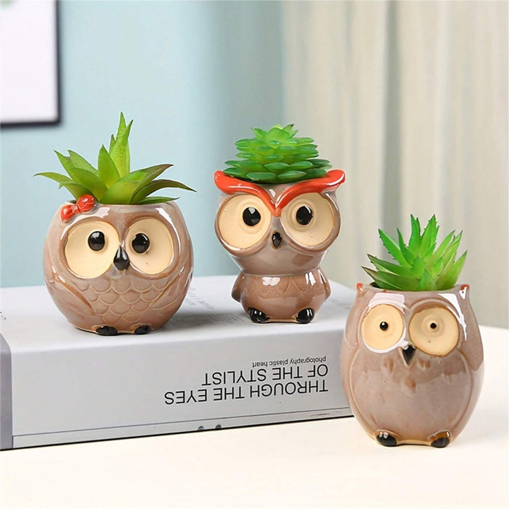 Cute Owl Ceramic Flower Pot Planter