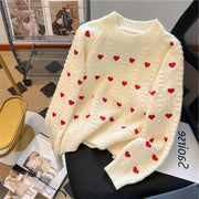 Women's heart cable-knit pullover sweater, view 8 - MRSLM