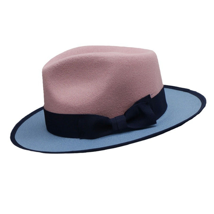 Herren-Fedora-Hut, Filzkappe, zweifarbiger Patchwork-Filzhut