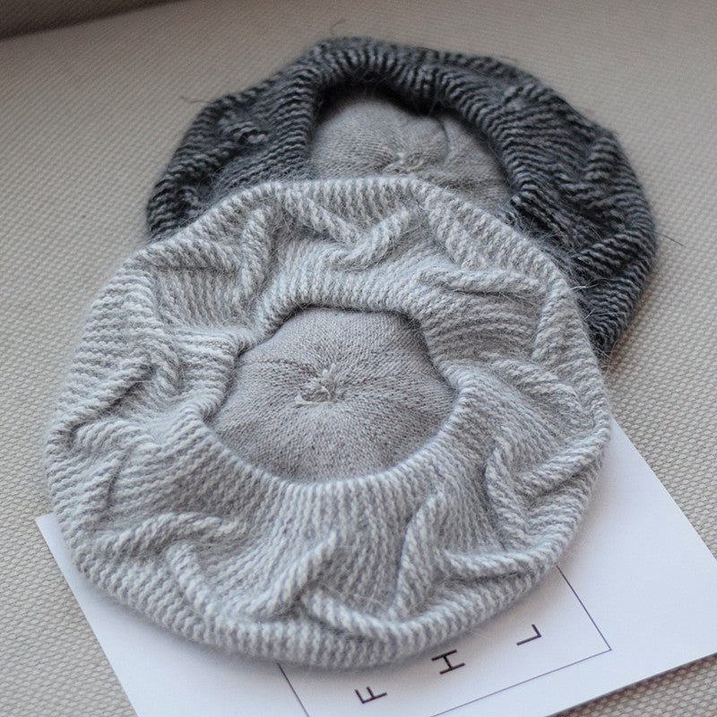 Warm rabbit fur beret, view 10 - MRSLM