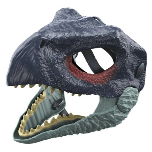 blue latex dinosaur head mask, view 7 - MRSLM