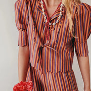 Vintage striped 2-piece summer outfit, view 3 - MRSLM