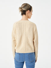 women's stretch v-neck sweater khaki, view 5 - MRSLM