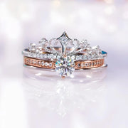 moissanite stacked crown ring, view 2 - MRSLM